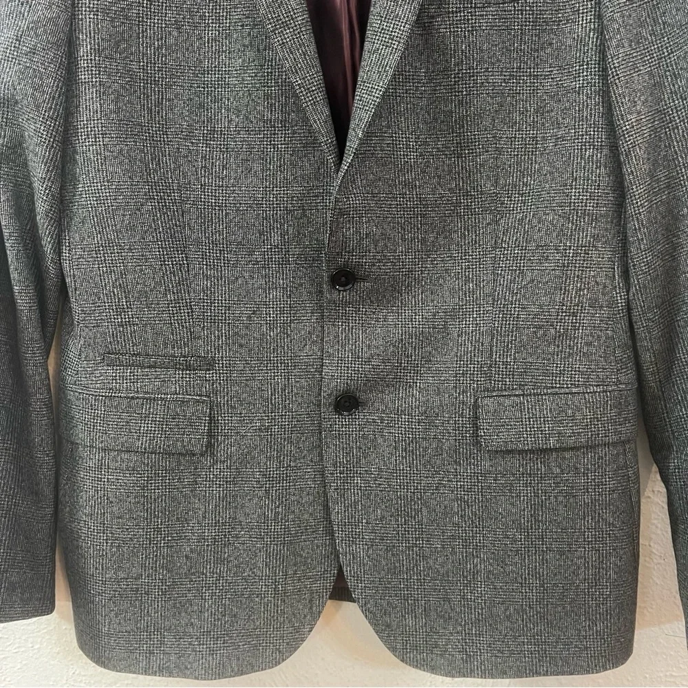 Express photographer fitted wool blend stretch suit coat